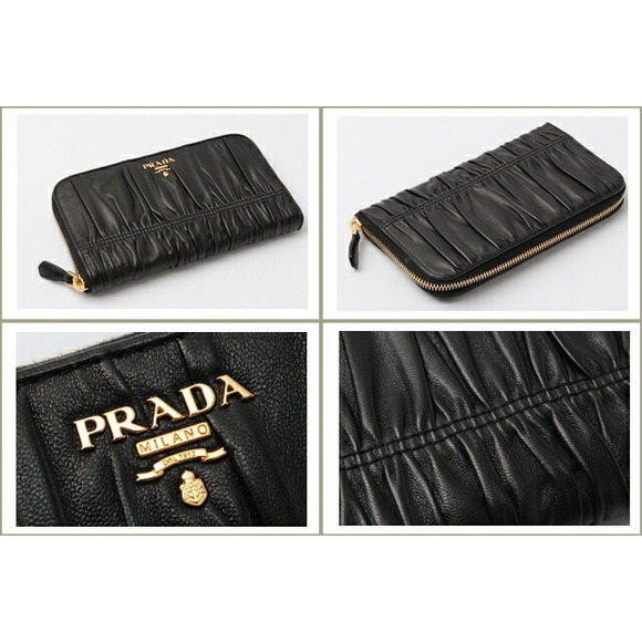 Prada Gaufre Wallet Long Bag Nappa Black - Picture 1 of 3